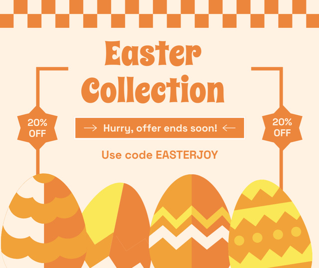 Easter Collection Ad with Illustration of Eggs Facebook Tasarım Şablonu