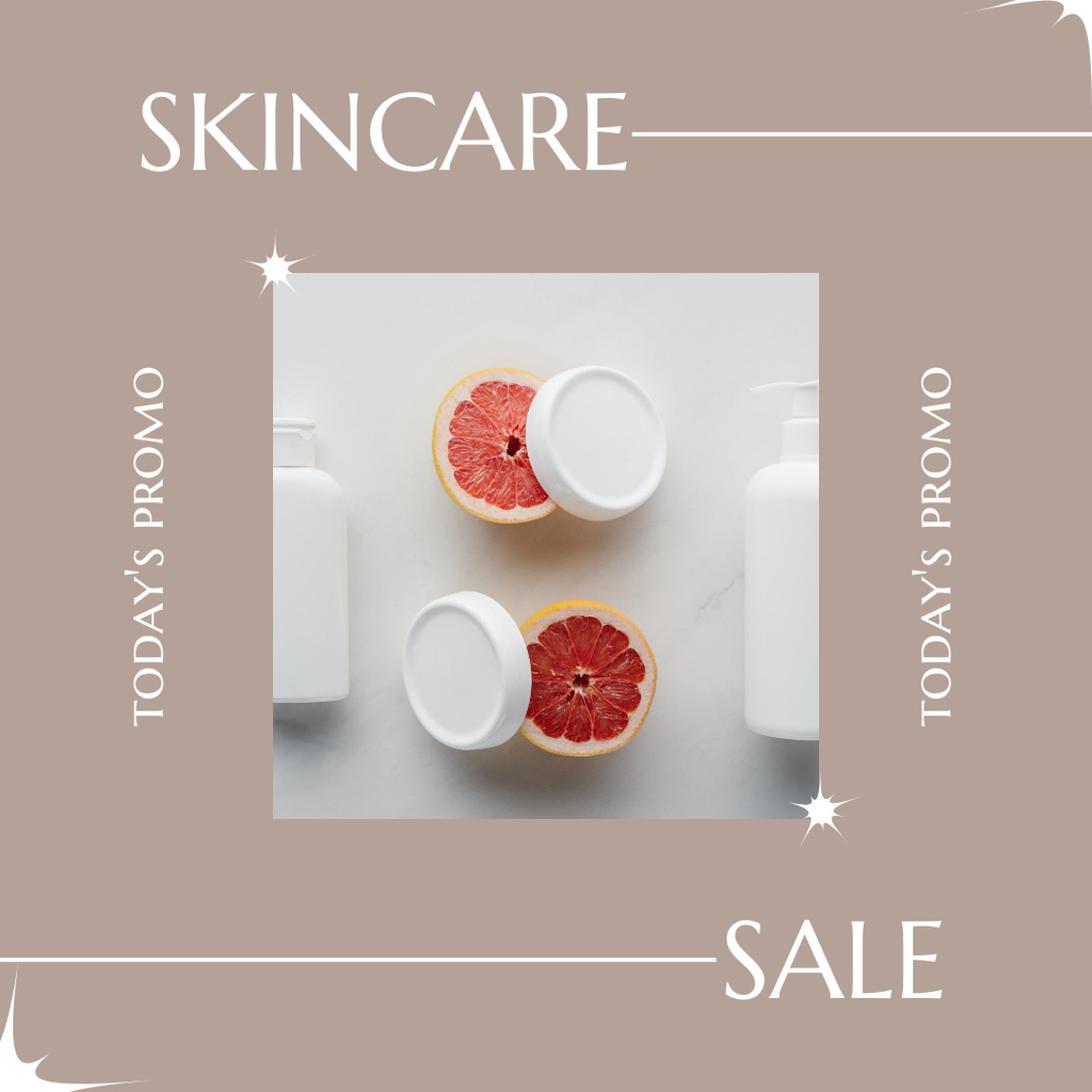 Skin Care Promotion with Cream and Grapefruit Instagramデザインテンプレート
