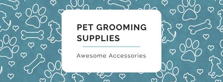 Sale of Pet supplies on Cute pattern Facebook cover Design Template