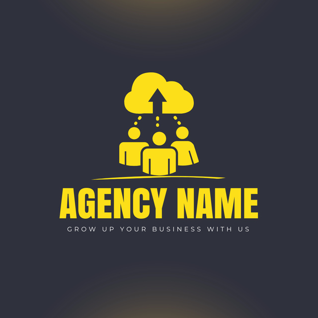 Marketing Agency Emblem with Yellow Lettering Animated Logo Design Template