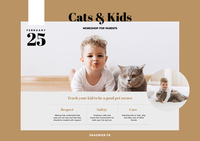 Kids and Animals Workshop Announcement Poster B2 Horizontal Design Template