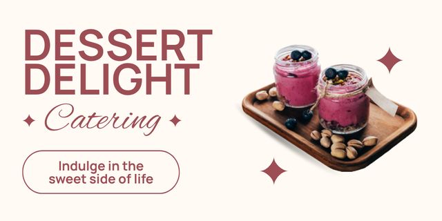 Ontwerpsjabloon van Twitter van Dessert Catering Services with Nuts and Berries