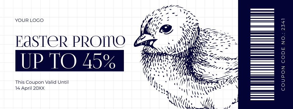 Easter Promotion with Bird Illustration Coupon Design Template