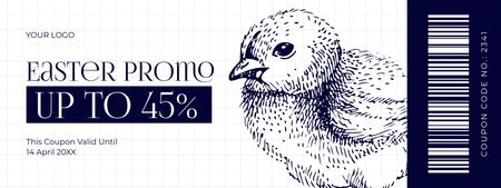 Easter Promotion with Bird Illustration Coupon Design Template