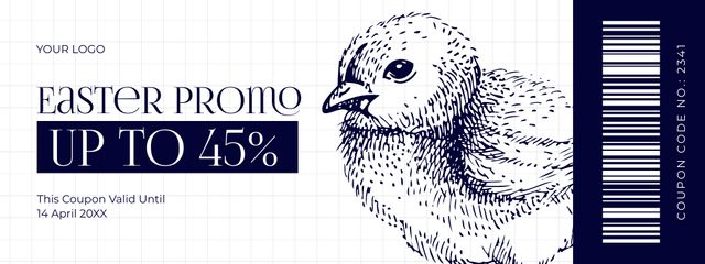 Easter Promotion with Bird Illustration Couponデザインテンプレート