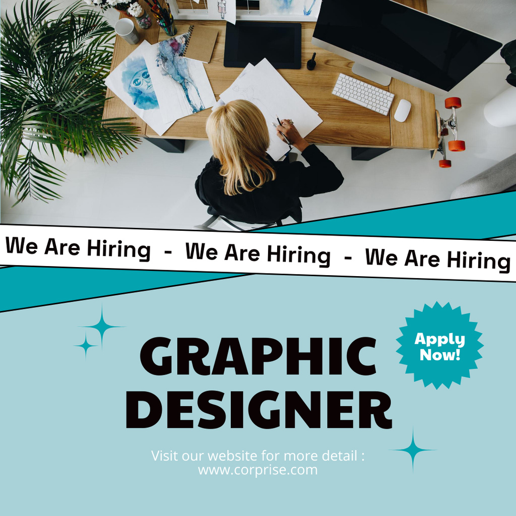 Modèle de visuel Graphic Designer Job Ad - Instagram