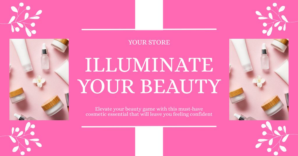Ontwerpsjabloon van Facebook AD van Beauty Products for Skin Glowing