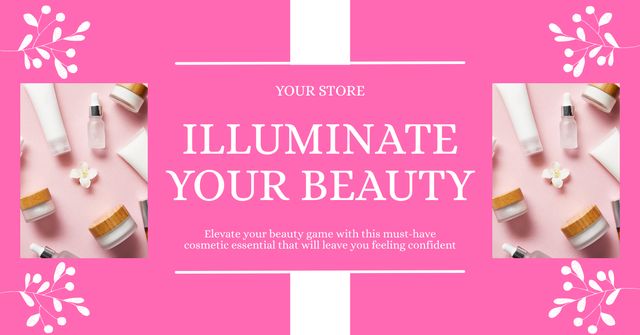 Szablon projektu Beauty Products for Skin Glowing Facebook AD
