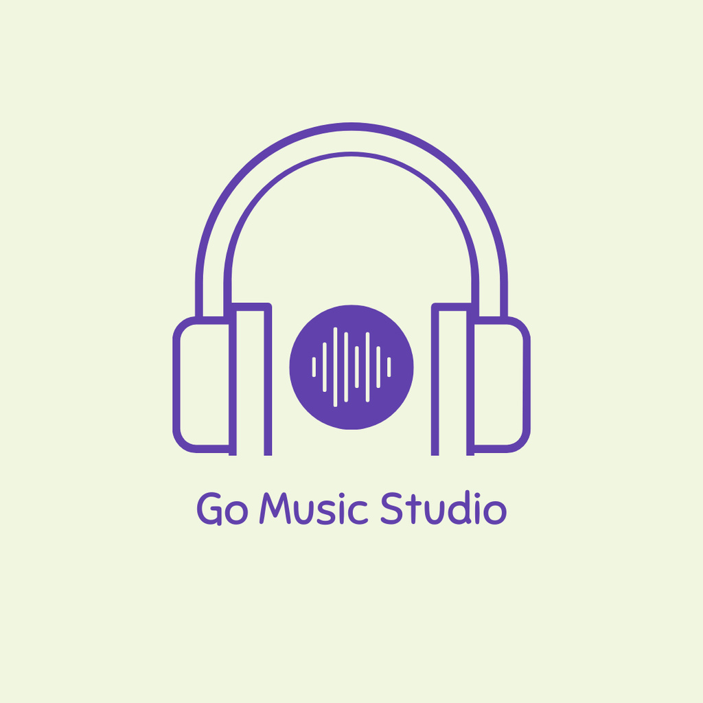 Music Studio Ads with Headphones Illustration Logo 1080x1080px – шаблон для дизайна