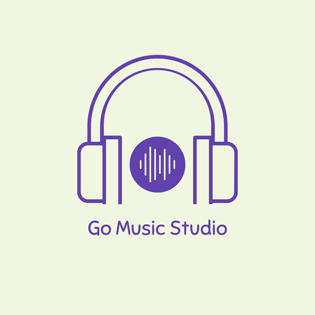 Ontwerpsjabloon van Logo 1080x1080px van Music Studio Ads with Headphones Illustration