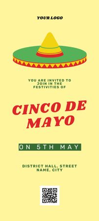Cinco de Mayo Ad with Two Peppers in Sombrero Invitation 9.5x21cm Design Template