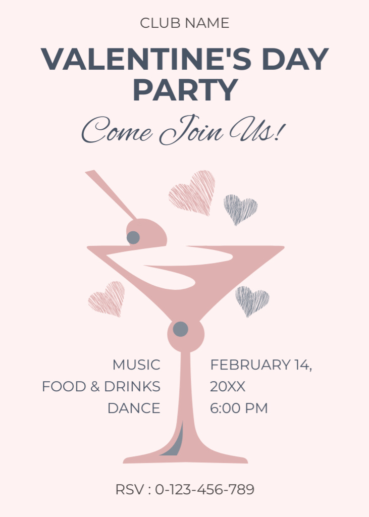 Night Party App for Valentine's Day Invitation Design Template
