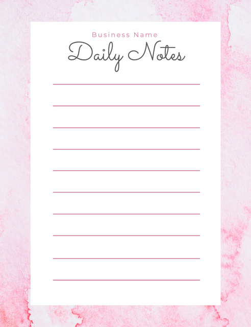 Simple Daily Planner On Light Pink Watercolor Background Notepad 107x139mm Design Template