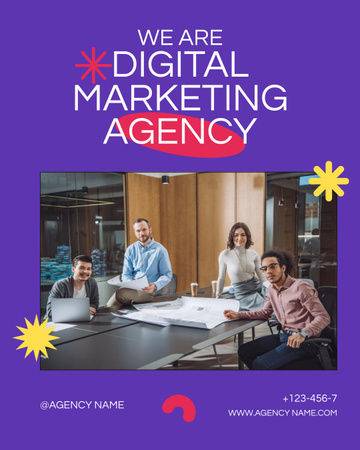 Colleagues at Workplace in Digital Marketing Agency Instagram Post Vertical Design Template