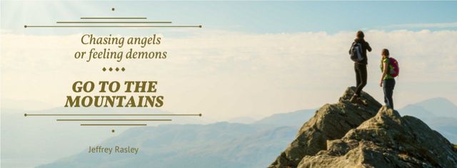 Designvorlage Mountain hiking with Motivational quote für Facebook cover