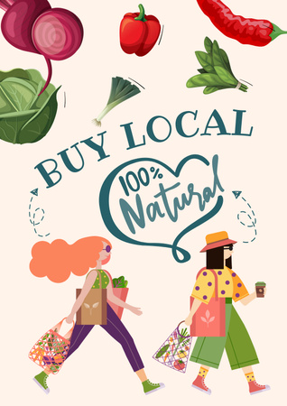 Plantilla de diseño de Promoción de tiendas de comestibles locales Poster 