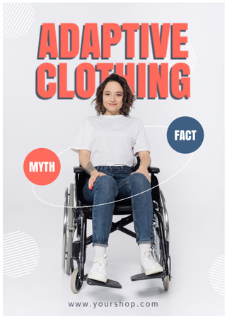Nabídka adaptivního oblečení s ženou na invalidním vozíku Flayer Šablona návrhu