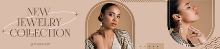 Szablon projektu Reklama nowej kolekcji z kobietą w pięknej biżuterii Ebay Store Billboard