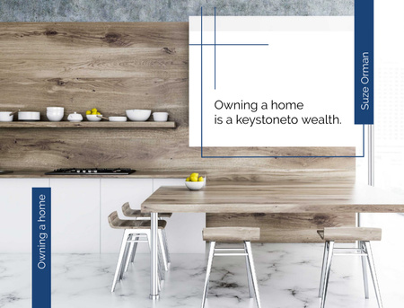 Stylish Dining Room Interior With Quote Postcard 4.2x5.5in Design Template