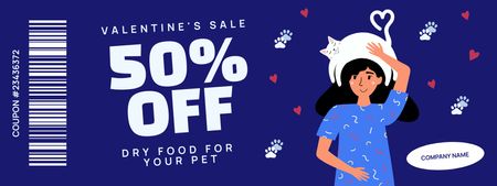 Sale Pet Supplies on Valentine's Day Coupon Design Template