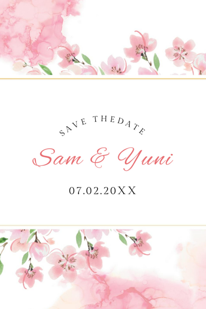 Wedding Announcement with Delicate Watercolor Flowers Postcard 4x6in Vertical Design Template