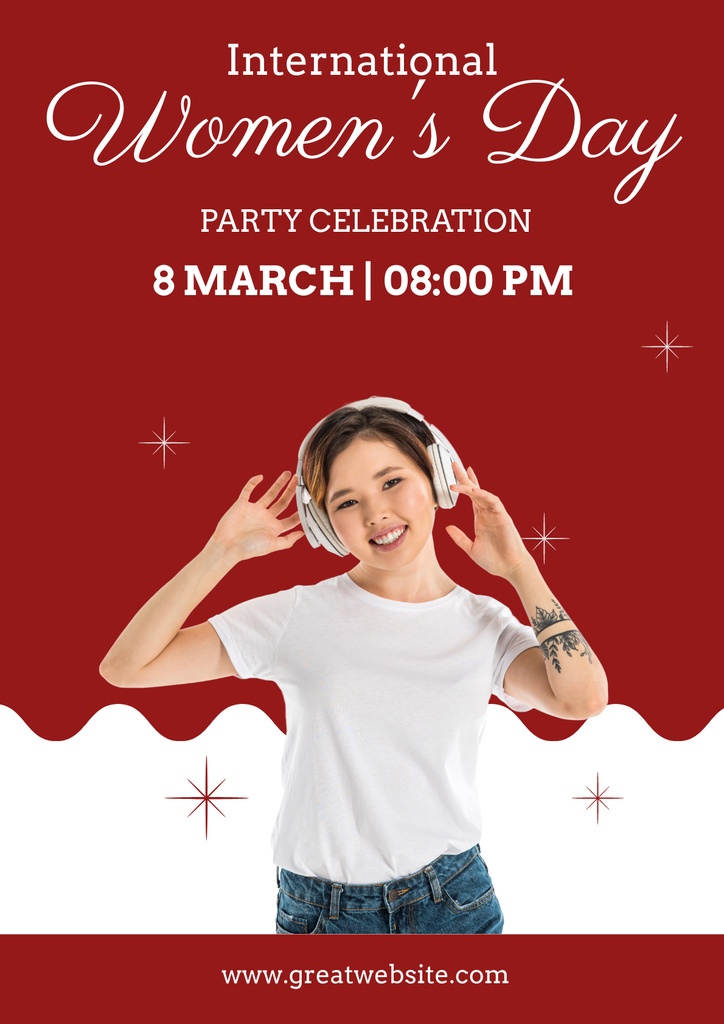 Party Celebration Announcement on International Women's Day Poster Design Template