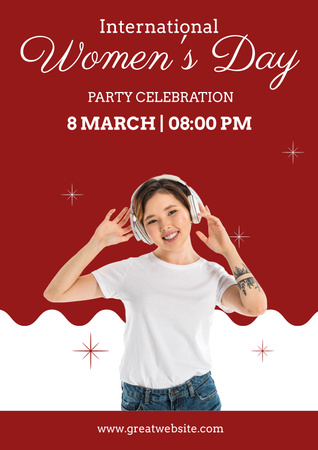 Ontwerpsjabloon van Poster van Aankondiging feestviering op Internationale Vrouwendag