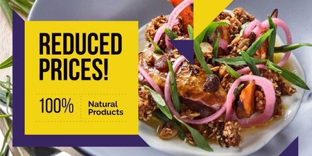 Plantilla de diseño de Reduce prices for natural foods restaurant Twitter 