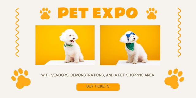 Plantilla de diseño de Cute Little Dogs Expo Twitter 