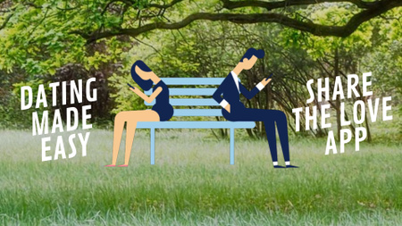 Designvorlage Junges Paar nutzt Dating-App für Full HD video