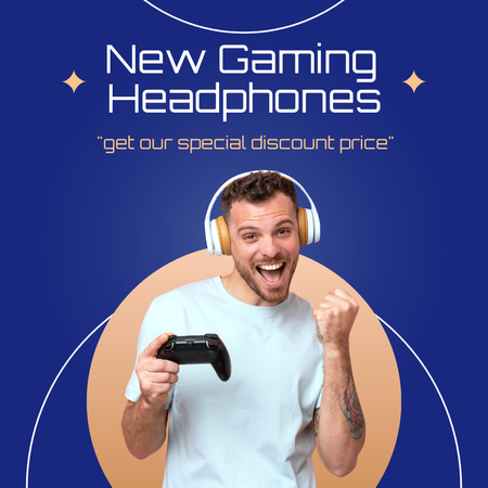 Selling New Gaming Headphones with Gamer Instagram AD Design Template