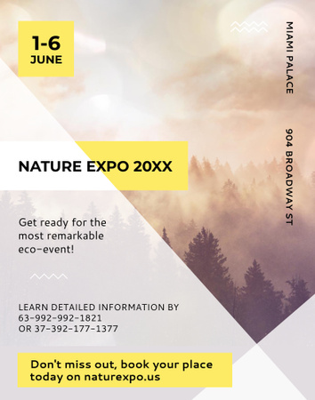 Designvorlage Nature Event Announcement with Forest Foggy Landscape für Poster 22x28in