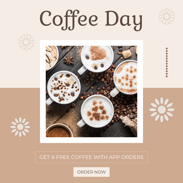 Designvorlage Coffee Day Offer on Beige für Instagram