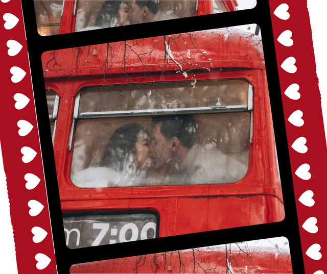 Couple kissing in bus on Valentine's Day Facebook Design Template