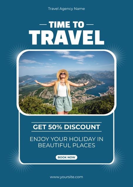 Active Recreation and Travel Discount Poster tervezősablon