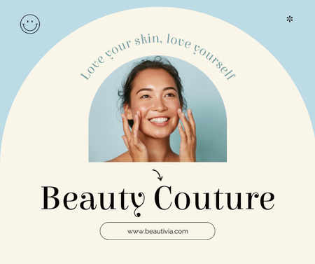 Beauty Services Offer with Attractive Young Girl Facebookデザインテンプレート