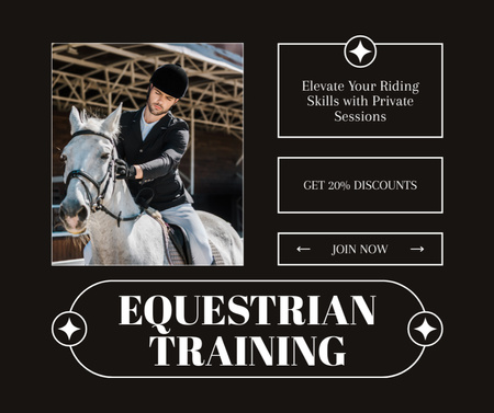 Platilla de diseño Essential Equestrian Training Sessions With Jockey Facebook