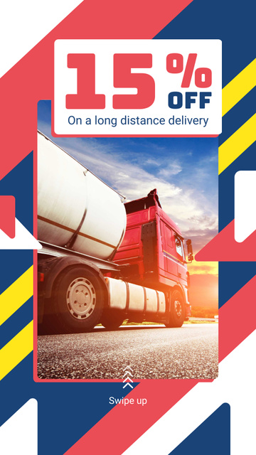 Designvorlage Delivery Service Offer Truck on a Road für Instagram Story