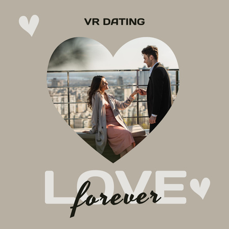 Virtual Reality Dating with Couple in Heart Instagram Design Template