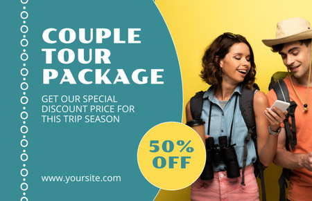 Template di design Couple Travel Packages Sale Thank You Card 5.5x8.5in