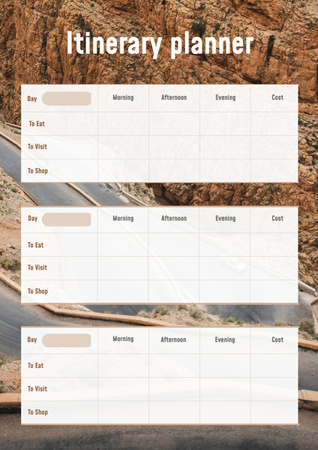 Plantilla de diseño de Planificador de itinerario con Beautiful Mountain Road Schedule Planner 