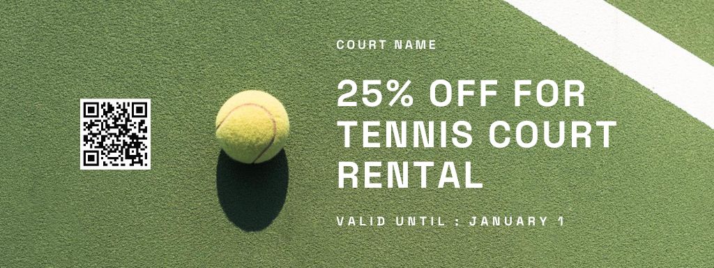 Discount Ad on Tennis Court Rental Couponデザインテンプレート