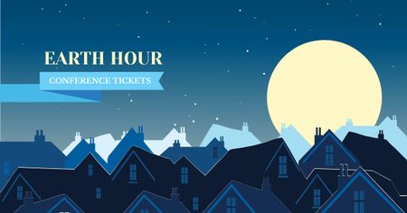 Earth Hour Announcement with Night Town Facebook AD Modelo de Design