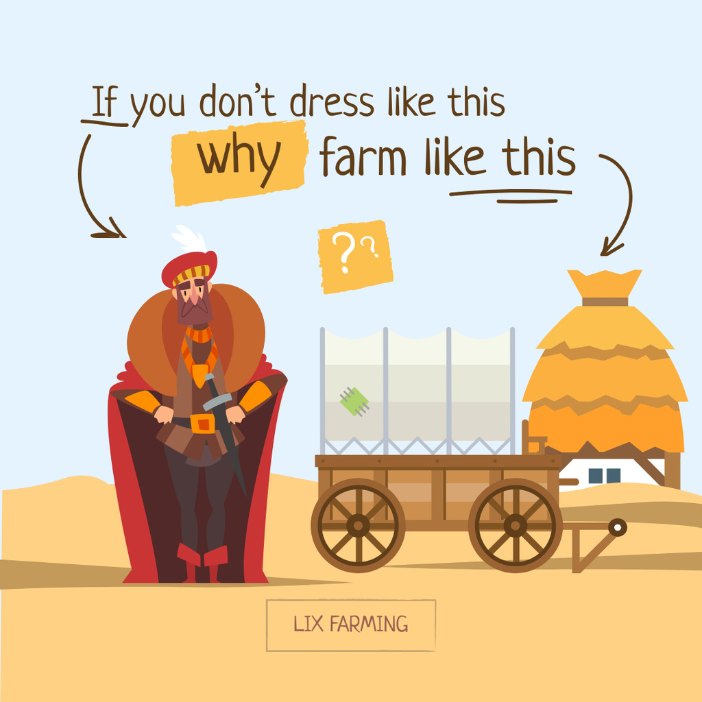 Szablon projektu Funny Illustration of Knight on Farm Instagram