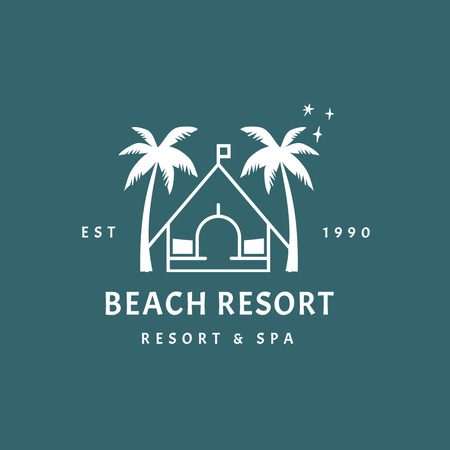 Beach Resort Club Advertisement Logo 1080x1080pxデザインテンプレート