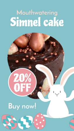 Plantilla de diseño de Oferta de venta de pastel Simnel para Pascua con conejito Pegatina Instagram Video Story 