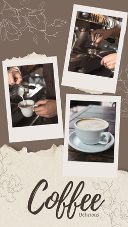Tasty Coffee Idea with Photos of Hot Drink Instagram Story Design Template