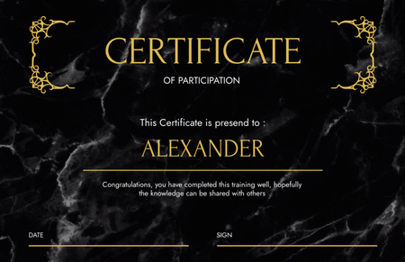 Plantilla de diseño de Premio de reconocimiento a la textura negra Certificate 5.5x8.5in 