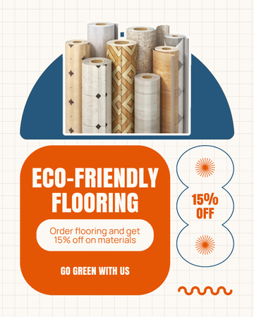 Екологічно чиста підлога зі знижкою на рулони лінолеуму Instagram Post Vertical – шаблон для дизайну