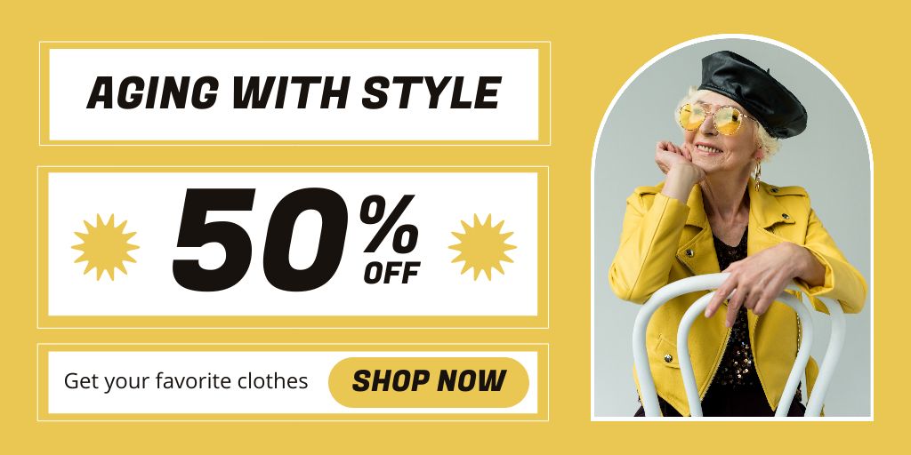 Ontwerpsjabloon van Twitter van Fashionable Outfits For Elderly Women With Discount